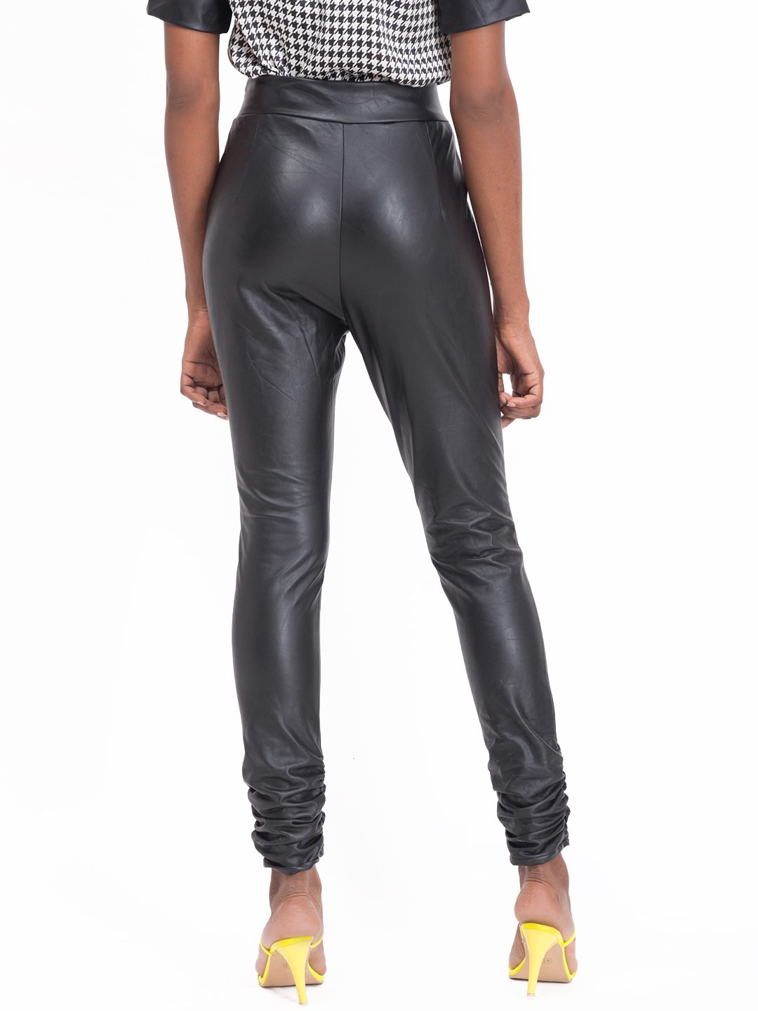 Shiny Faux Leather Pants -0