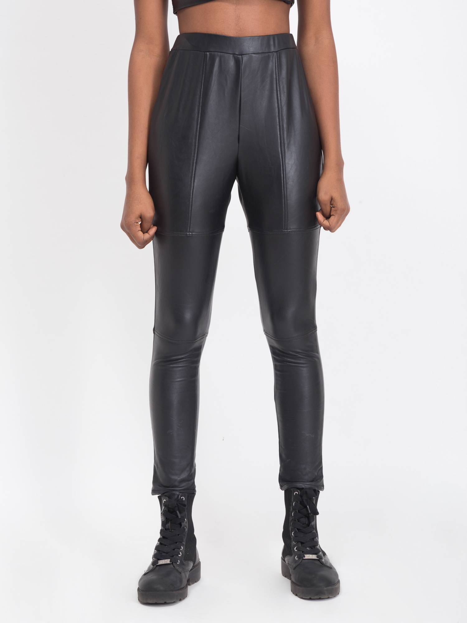 Straight-Fit Leather Pants - Back