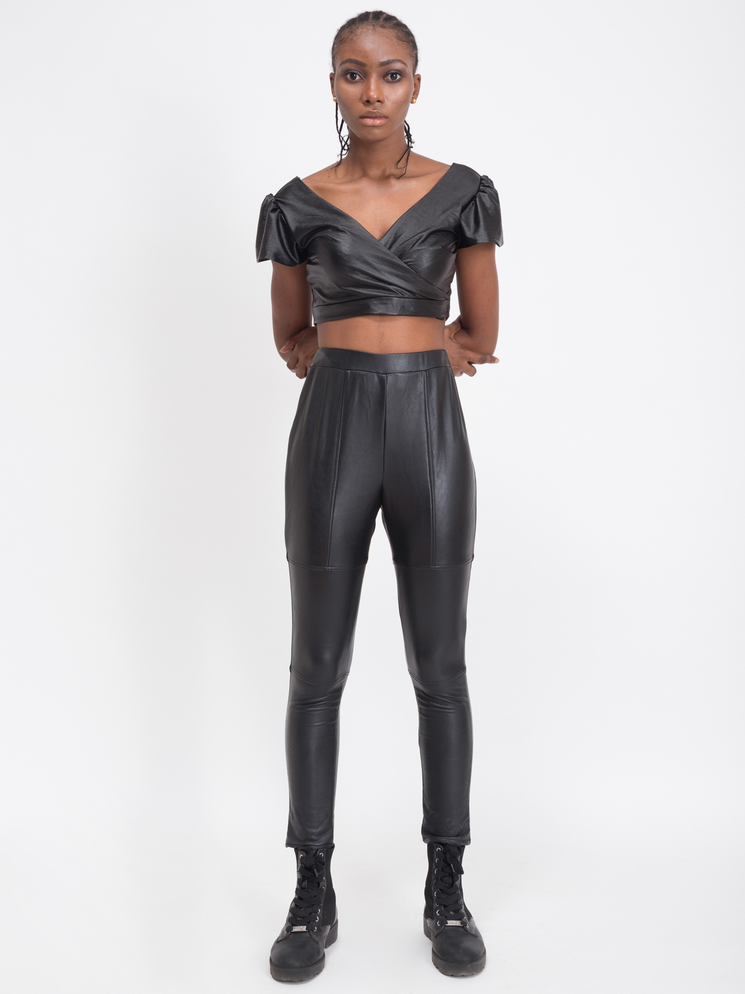 Straight-Fit Leather Pants - Front