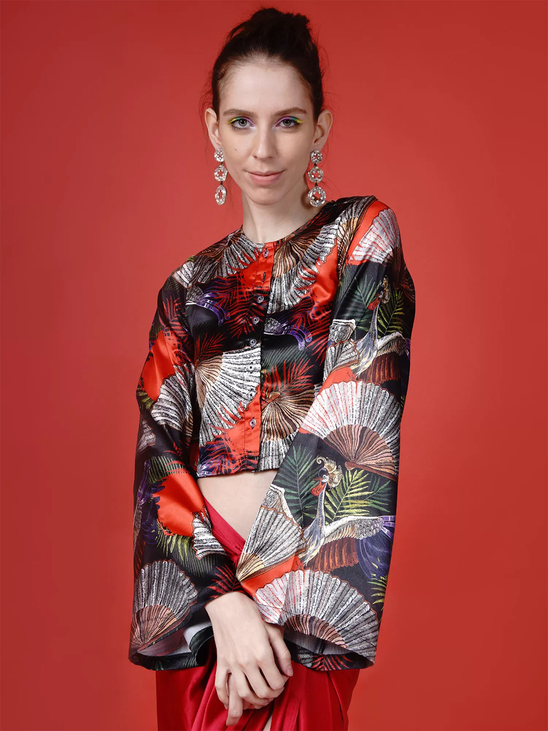 Flared kimono crop shirt -1
