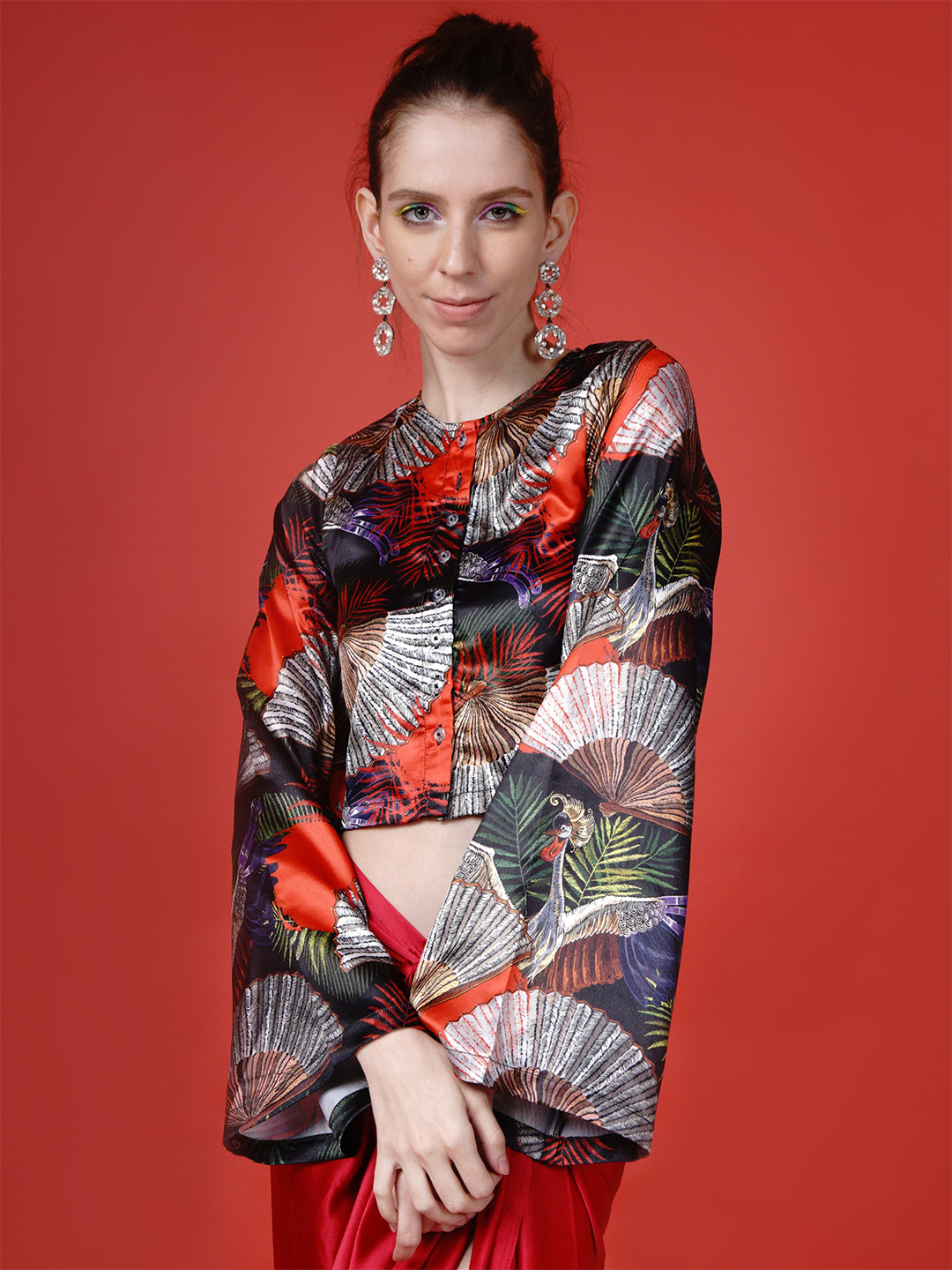 Flared kimono crop shirt -3