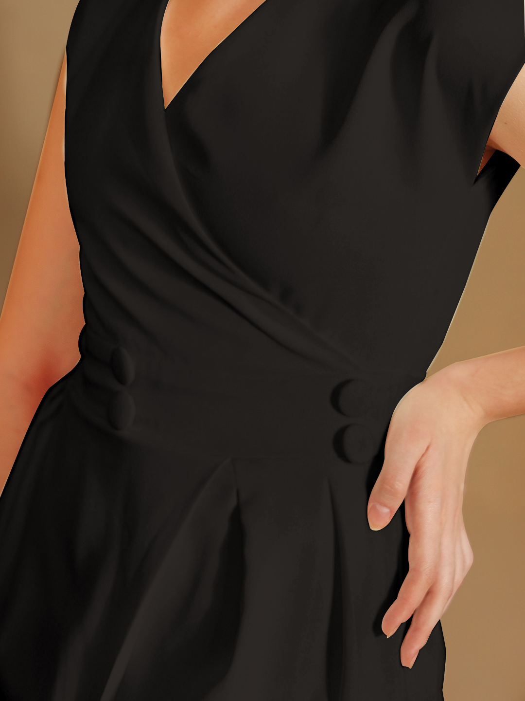 Black Straight Dress with slit hemline -3