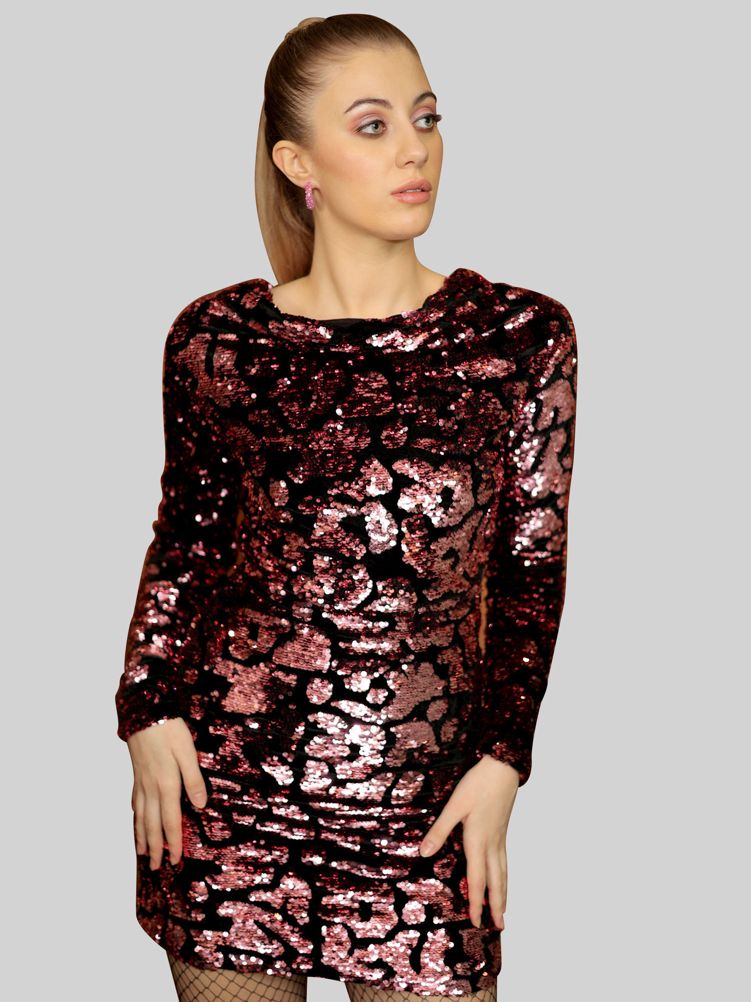 Sequin Party Bodycon Dress - Front