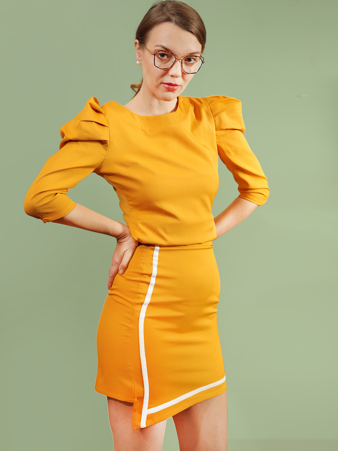 Color Block Assymetric Skirt -2